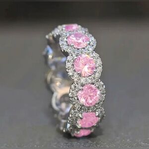 Swarovski Eternity Round Cut Daisy Ring Silver